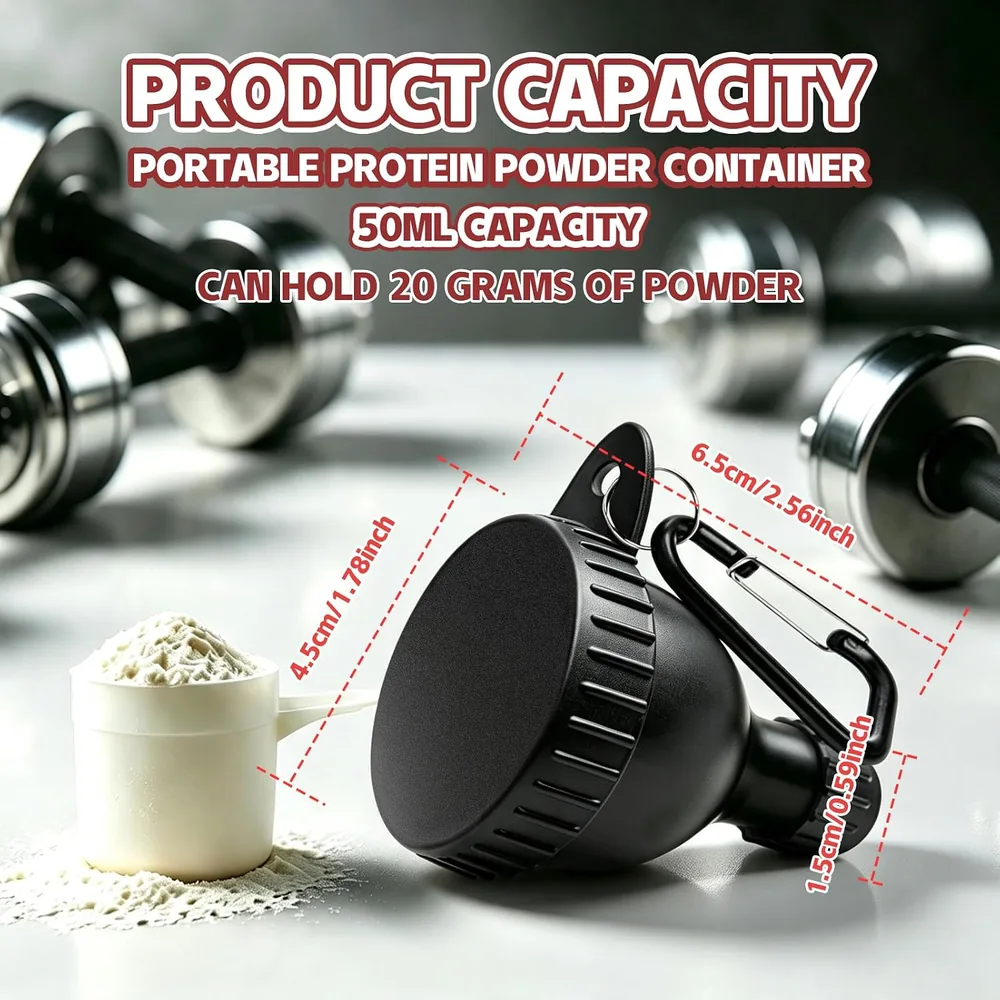 Seller graphic of the powder container with supplied capacity annotations